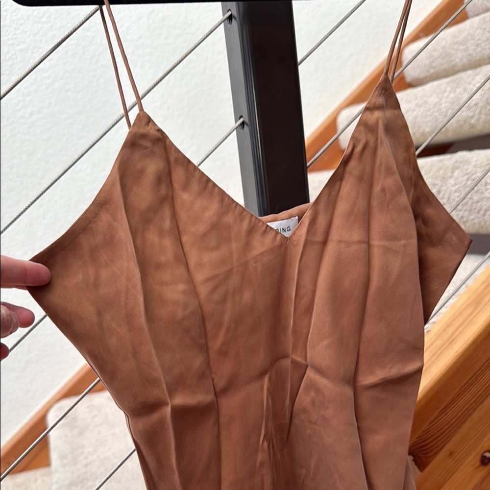 Anine Bing Elegant Tan Slip Dress Sz M - Picture 3 of 7